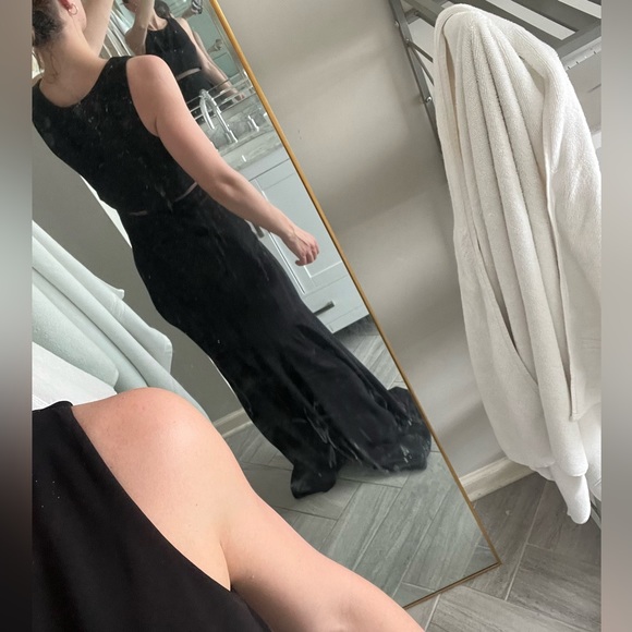 Betsy & Adam formal mermaid gown with mesh cutout - Picture 4 of 11